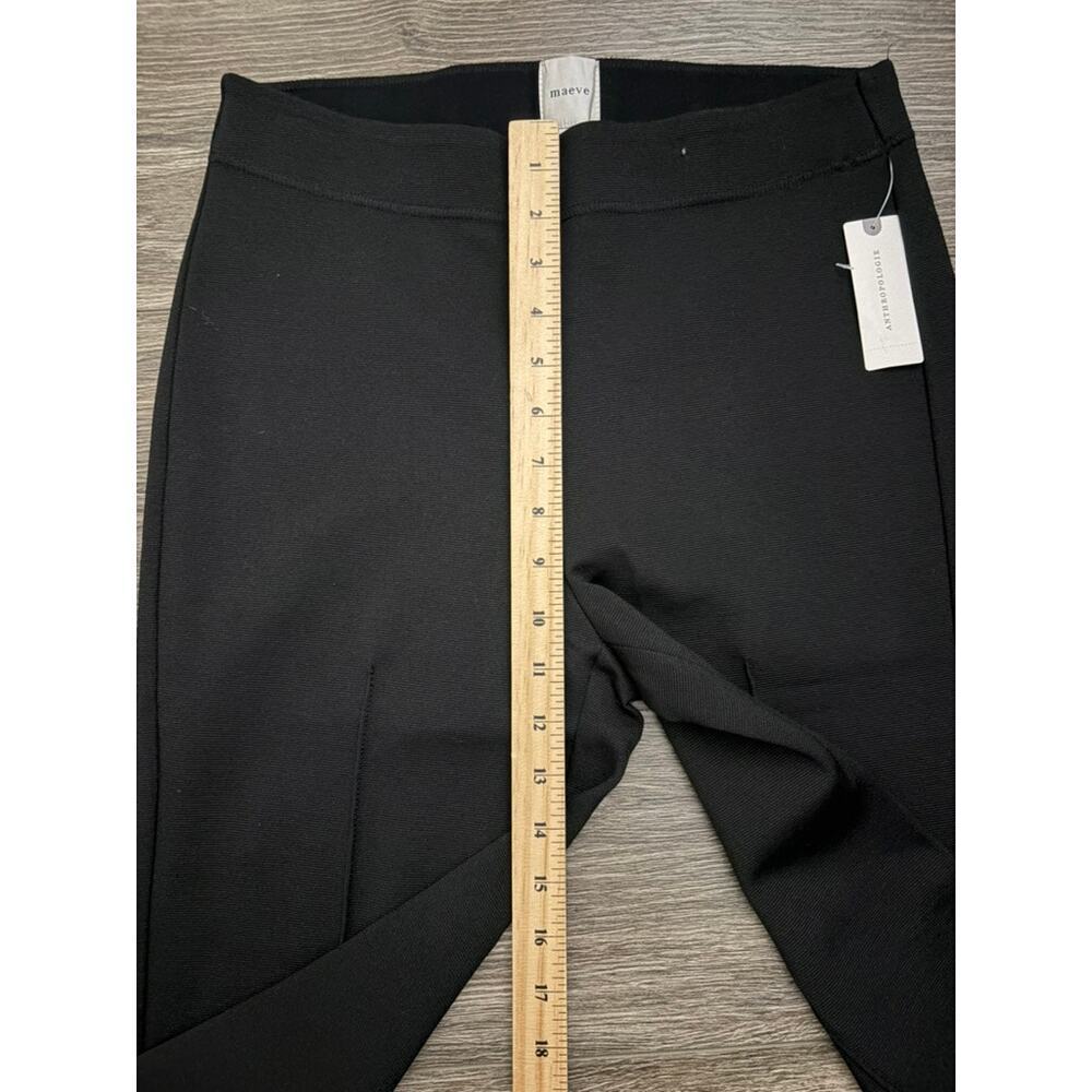 Maeve Anthropologie Soft Knit Seamed Flare Pants Pull On Black ST - Picture 3 of 10